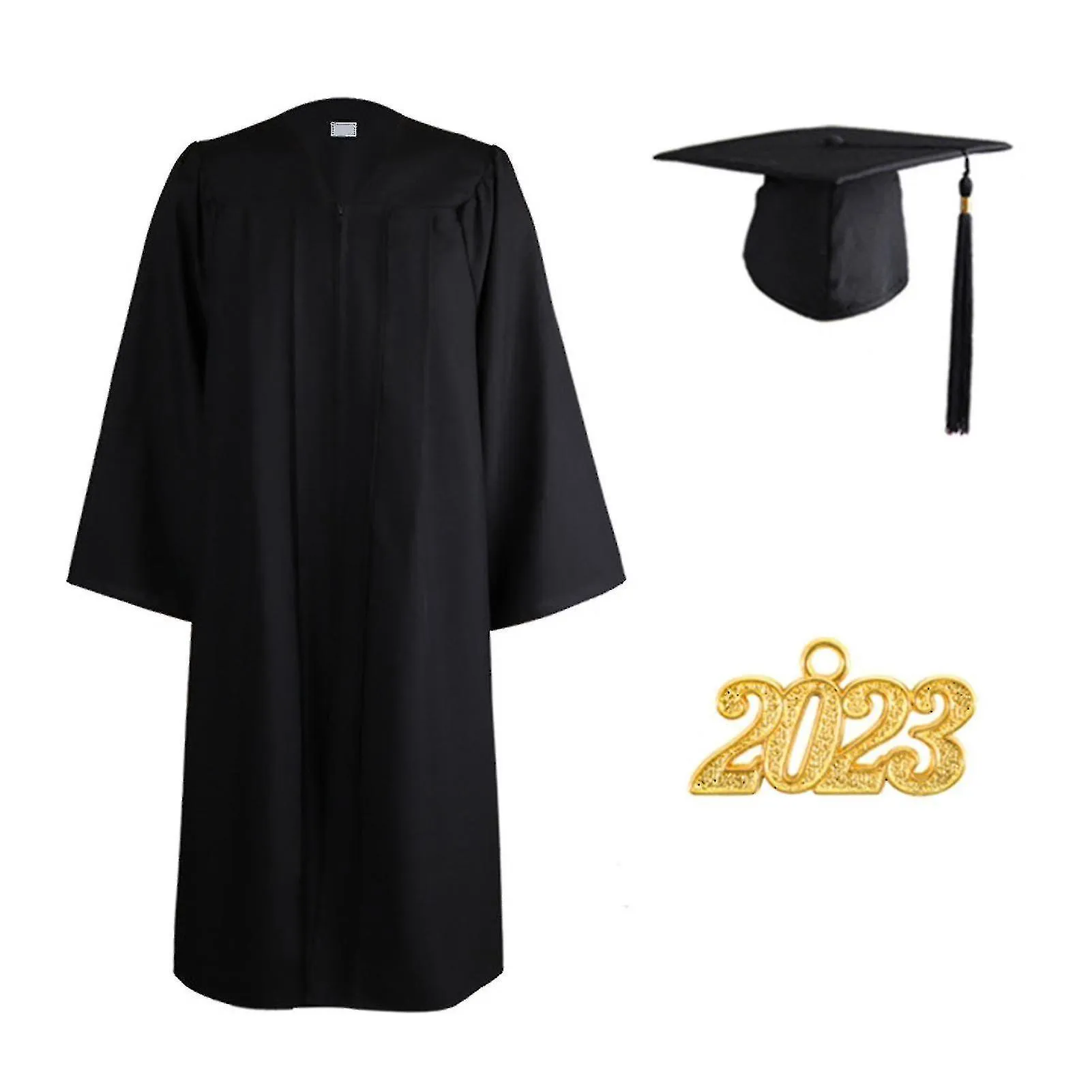 1 conjunto de uniforme de graduación unisex con sombrero de graduación con cremallera borla