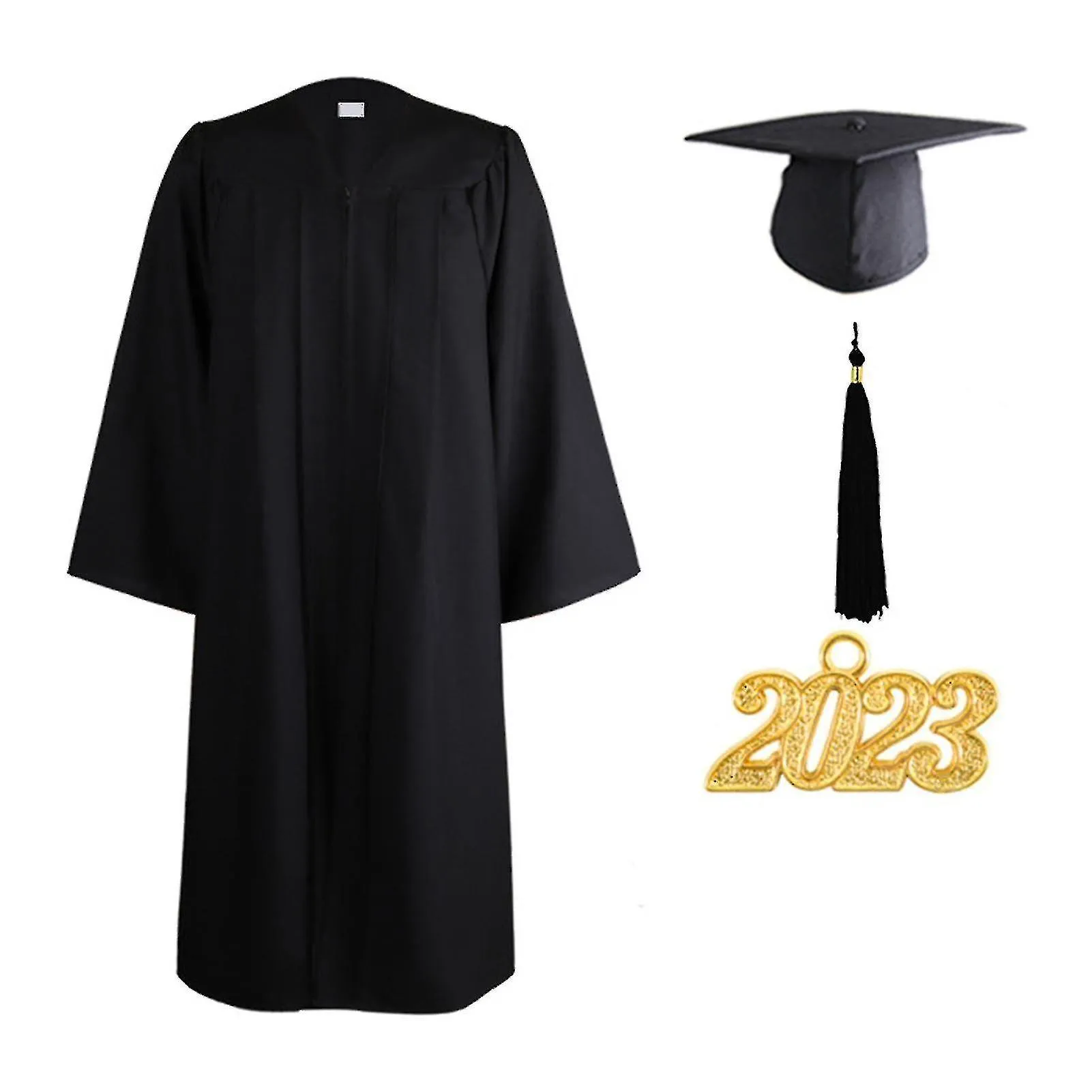 1 conjunto de uniforme de graduación unisex con sombrero de graduación con cremallera borla