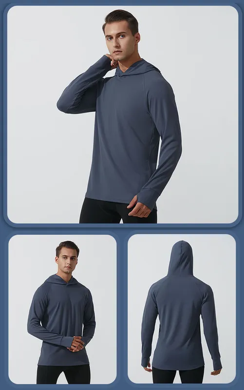 2024 Primavera Autumn Autumn New Mens Holteed Readed Running Sports Fitness Ropa de mangas de manga larga transpirable