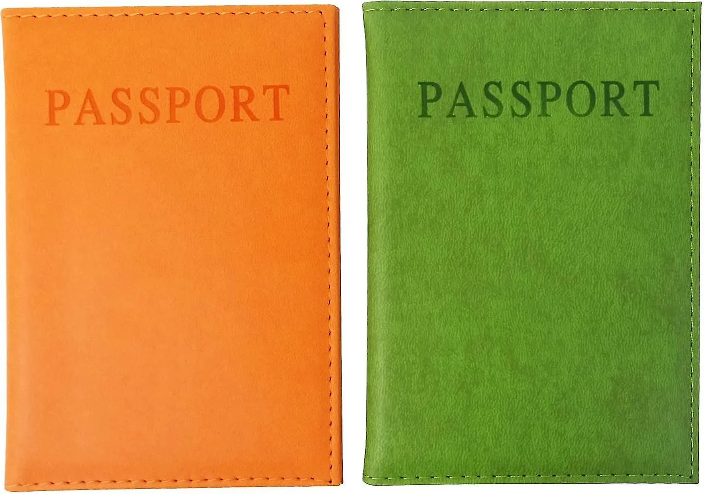2pcs Artificial Leather Passport Holder Cover Passport Case For Men And Women Orange And Green