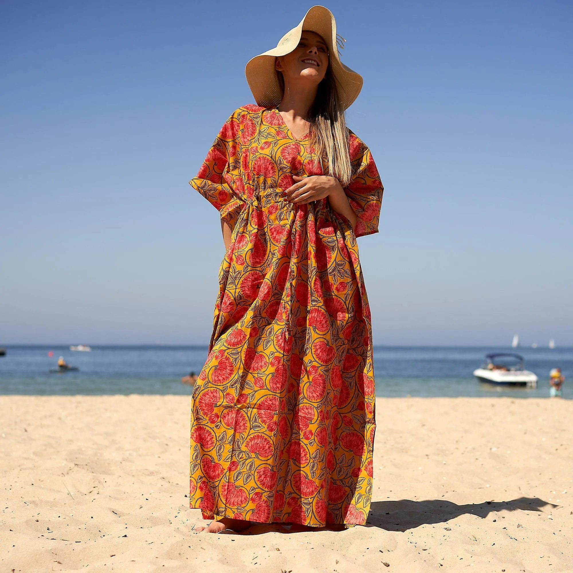 'Sunshine soiree' 100% cotton kaftan