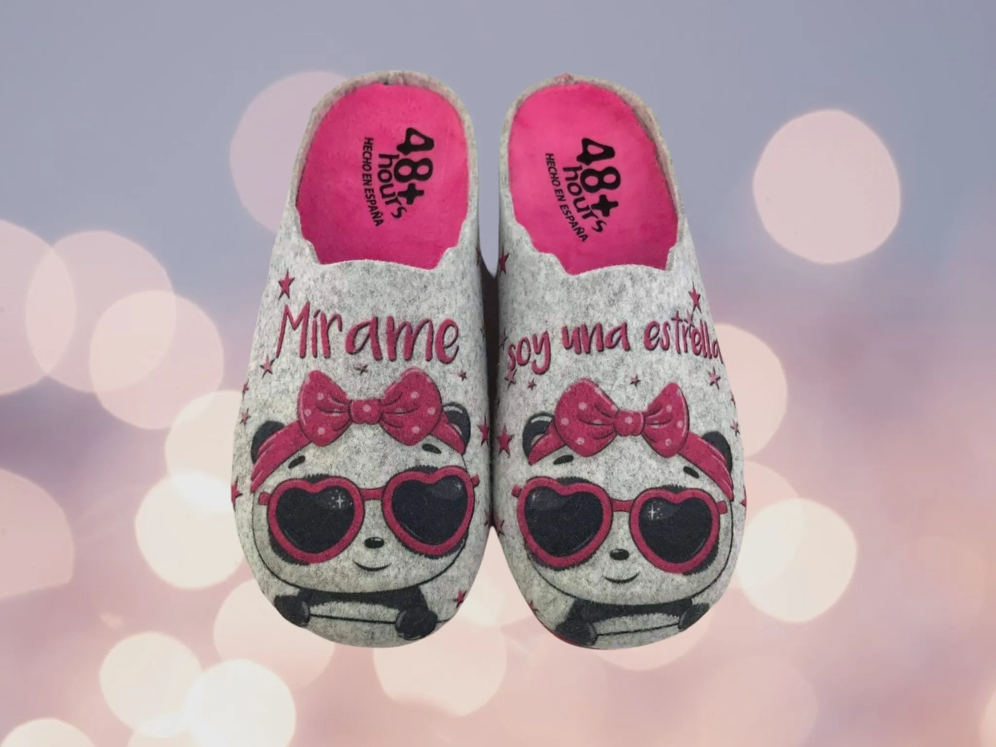 48 Hours | Zapatillas casa descalzas mujer plantilla extraíble paño gris perla Estrella
