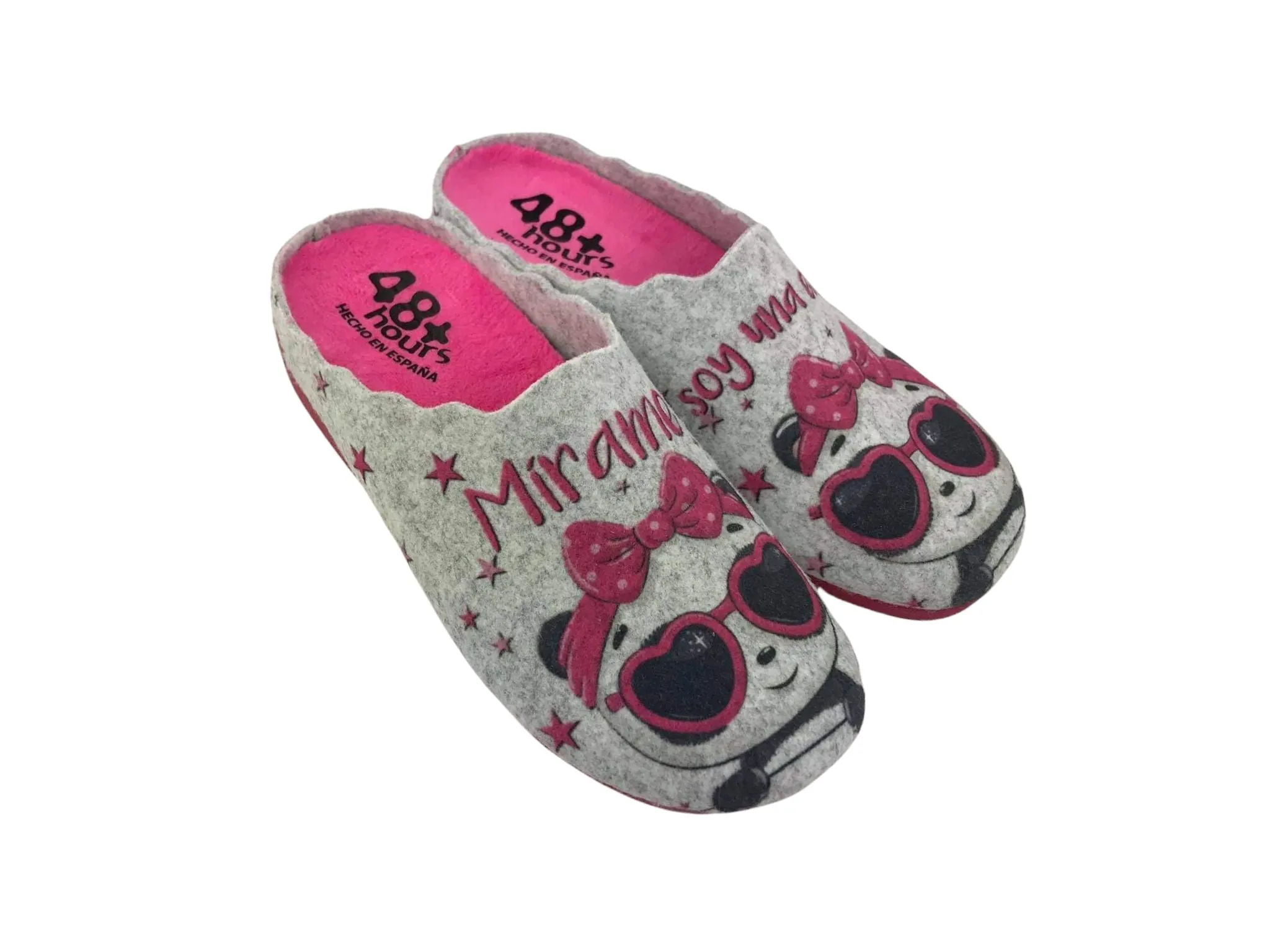 48 Hours | Zapatillas casa descalzas mujer plantilla extraíble paño gris perla Estrella