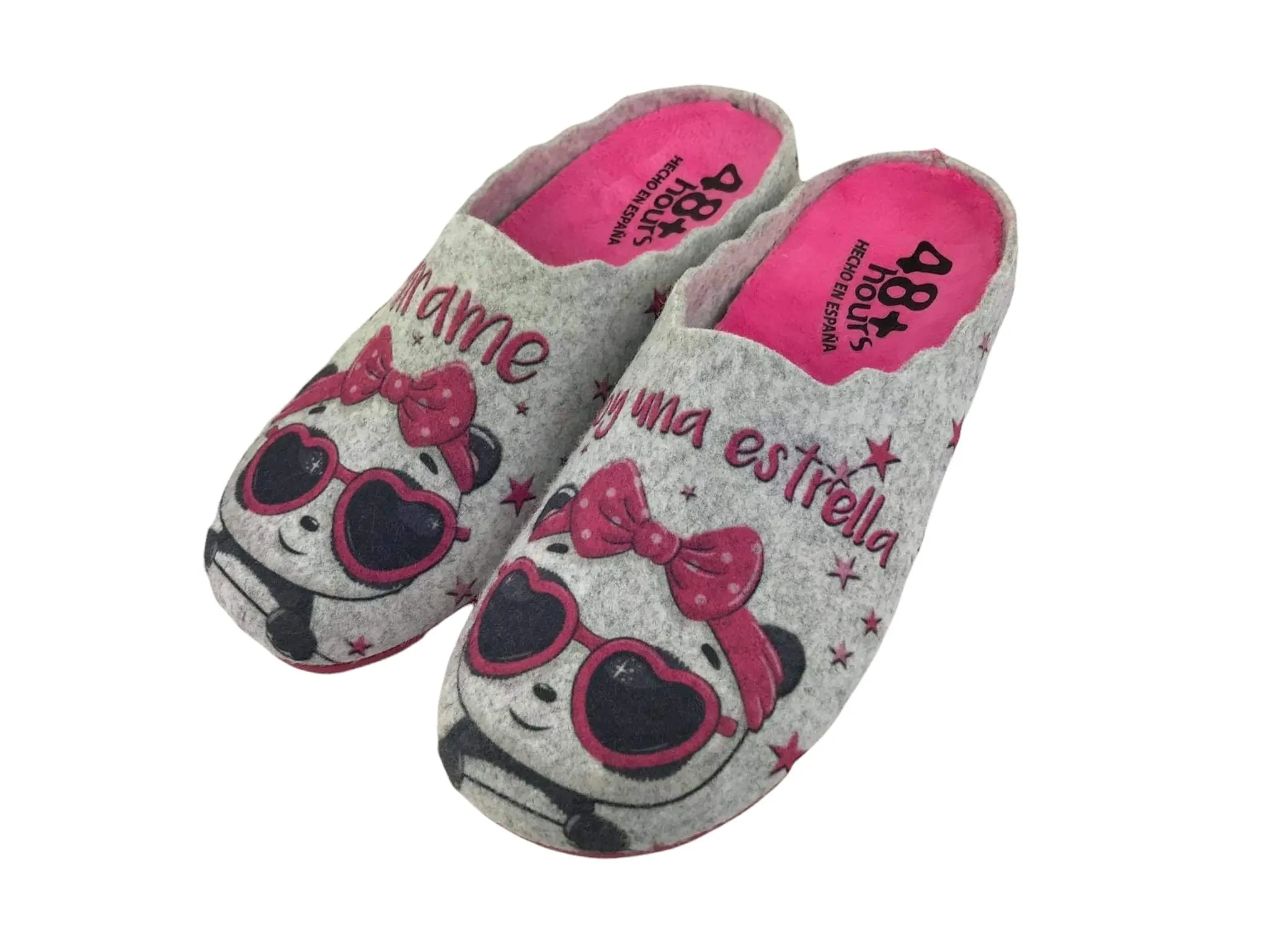 48 Hours | Zapatillas casa descalzas mujer plantilla extraíble paño gris perla Estrella