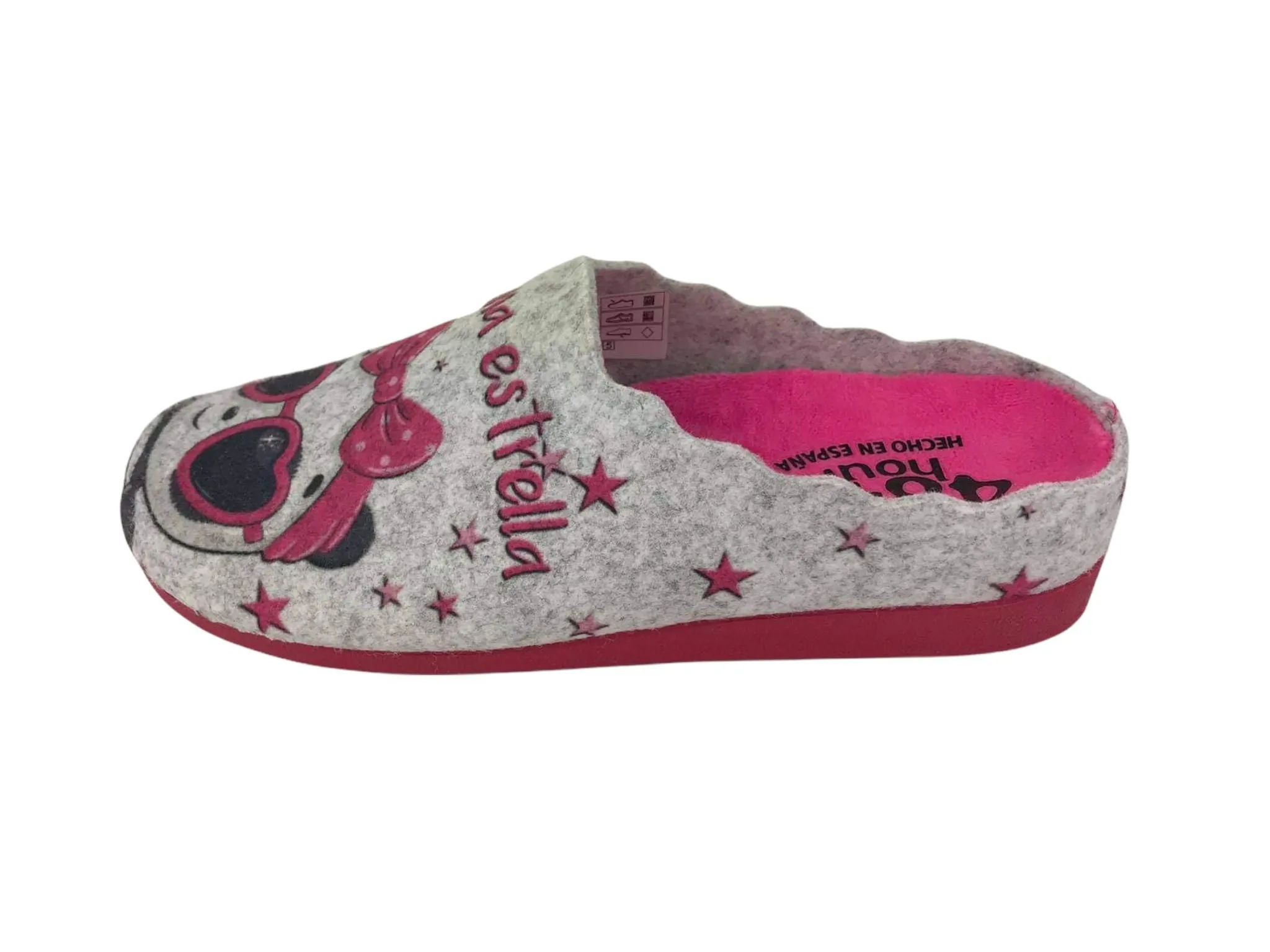 48 Hours | Zapatillas casa descalzas mujer plantilla extraíble paño gris perla Estrella
