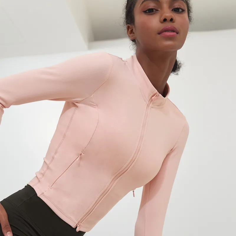 AL0LULU Yoga chaqueta nueva mujer deportes fitness running yoga ropa corta cremallera stand collar chaquetas