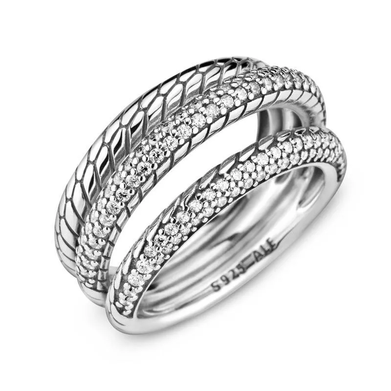 Anillo Pandora Tres Bandas Pavé 199083C01
