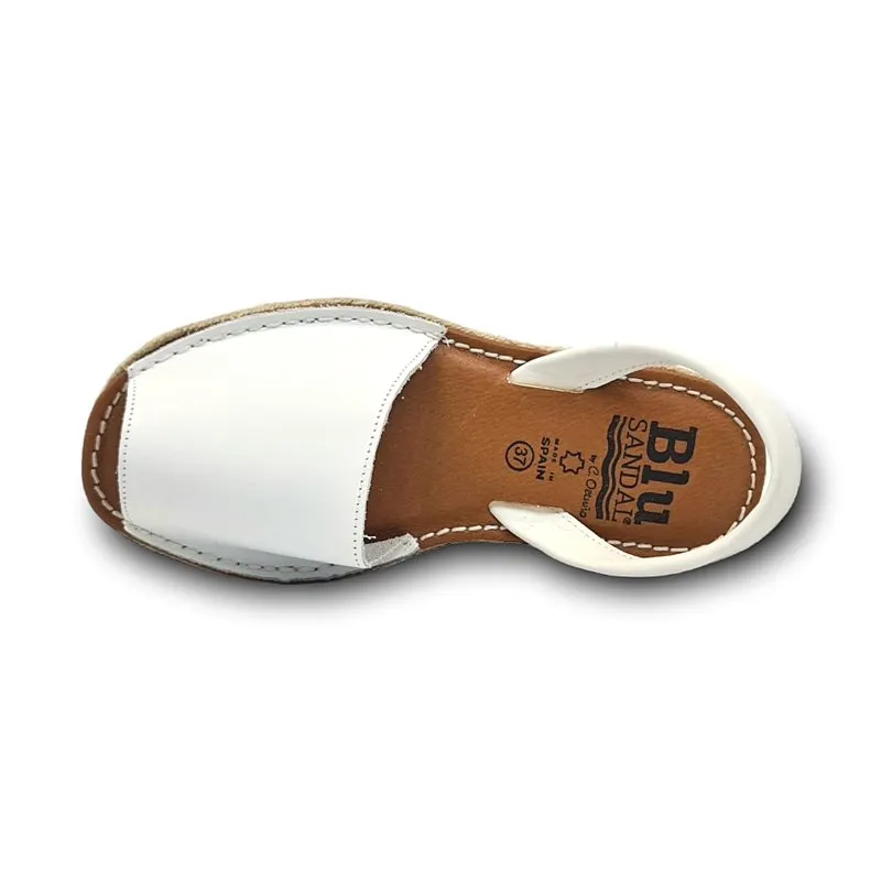 Avarcas Menorquinas Plataforma Mujer Piel Plantilla Acolchada 16201 Blanco, de Blusandal