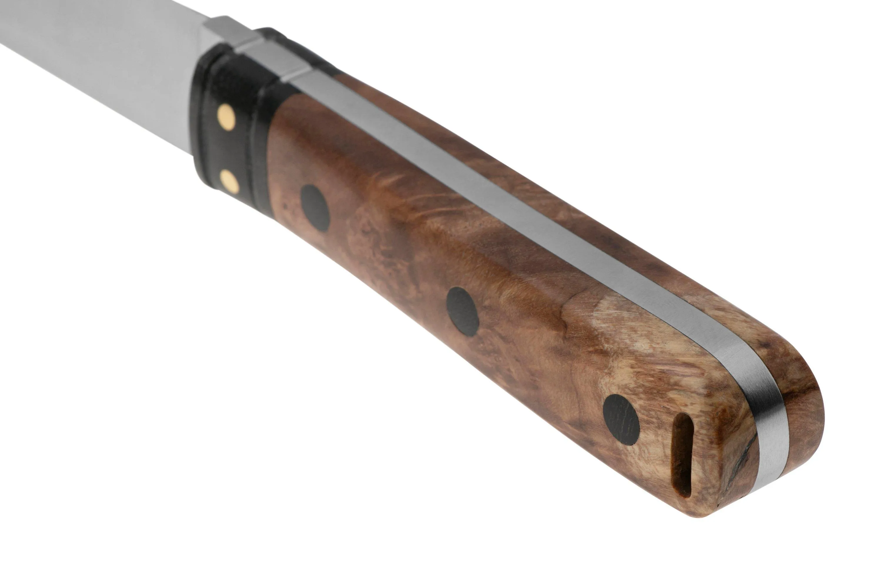 Bark River Kitsuné CPM 154 Natural Maple Burl Black Micarta Bolster and Pins, cuchillo fijo