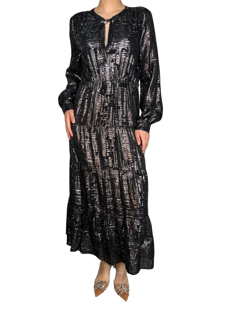 BA&SH Vestido Seda Fibras Metalizadas