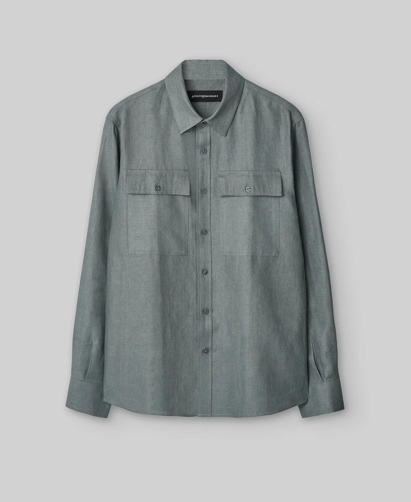 Blue linen shirt man