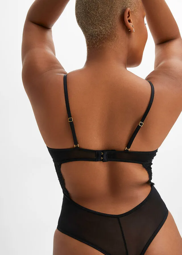 Body con tanga sin aros Negro