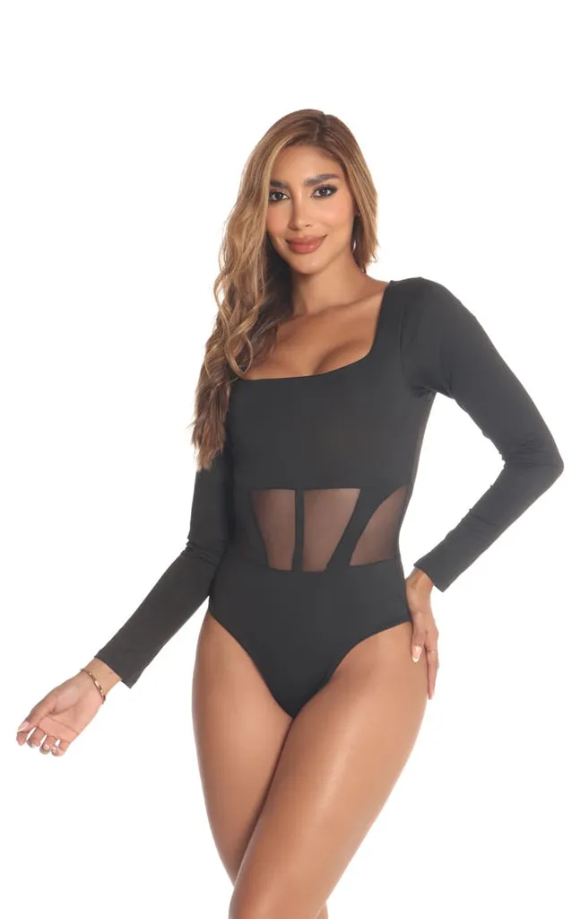 Body Negro Manga Larga