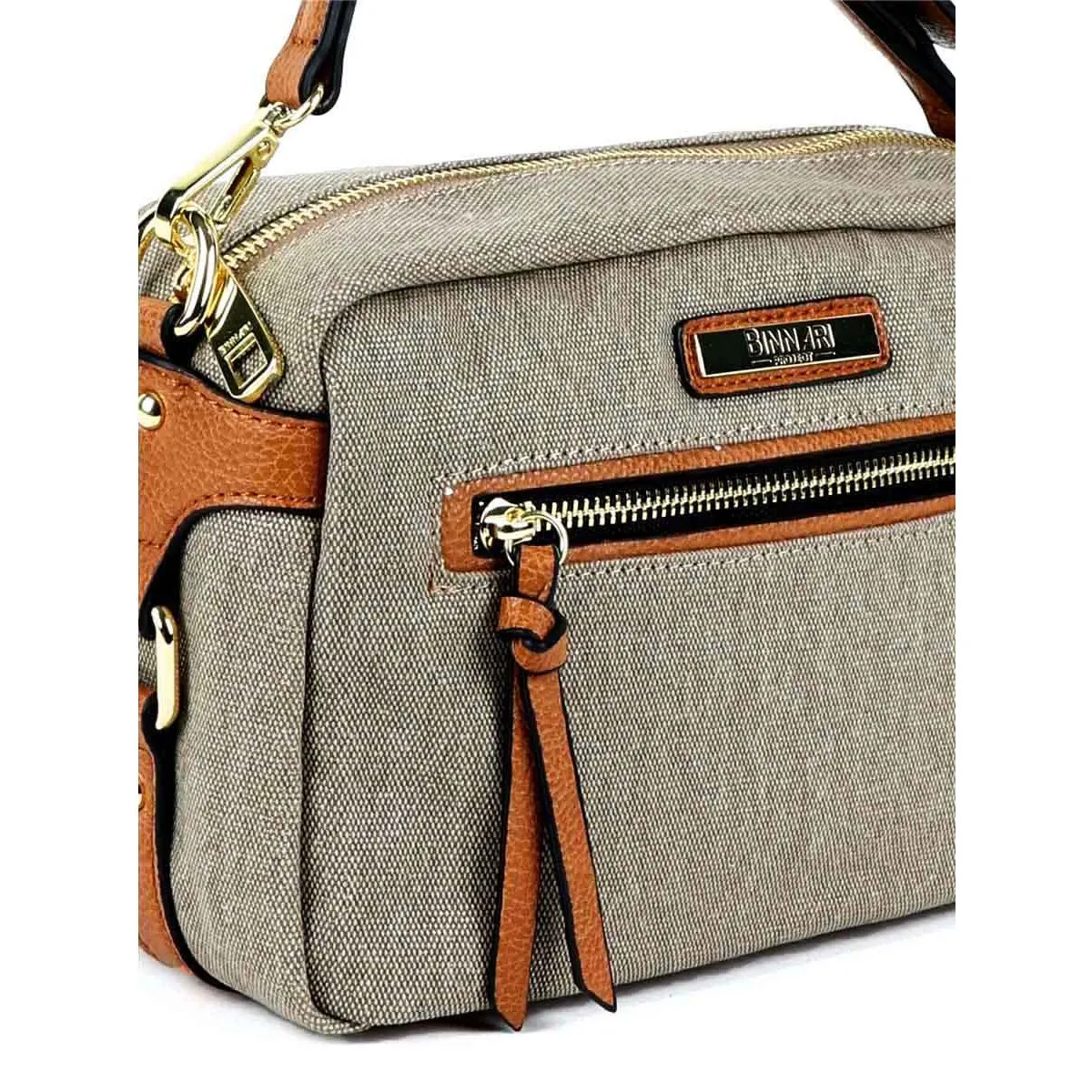 Bolso Binnari Bandolera en tejido natural brillo, nacional Cnp18005