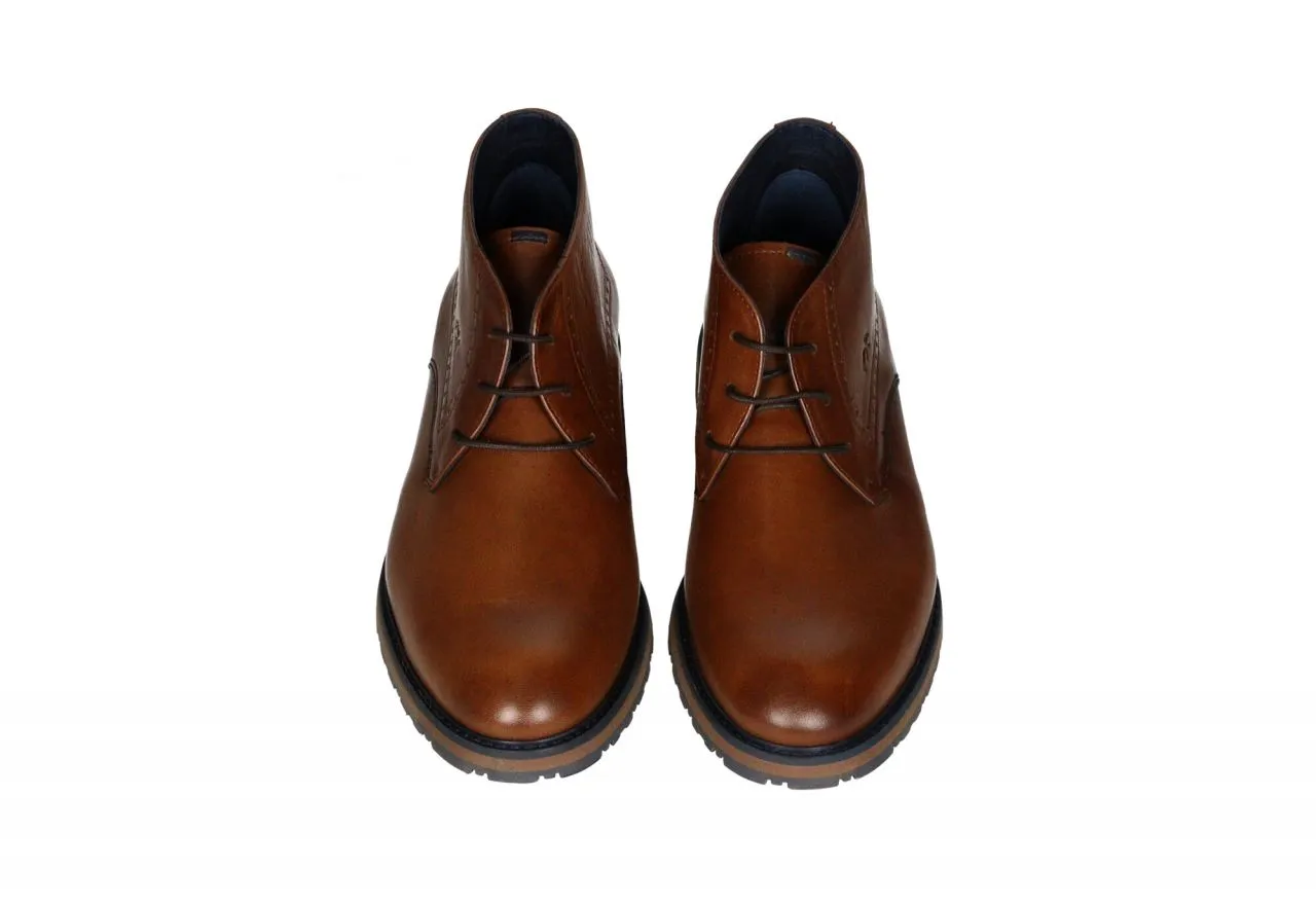 Botin Cordon Piel Cuero Piso Goma