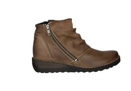Botin Nobuck Cuero 2 Cremalleras Ca#a Arrugada