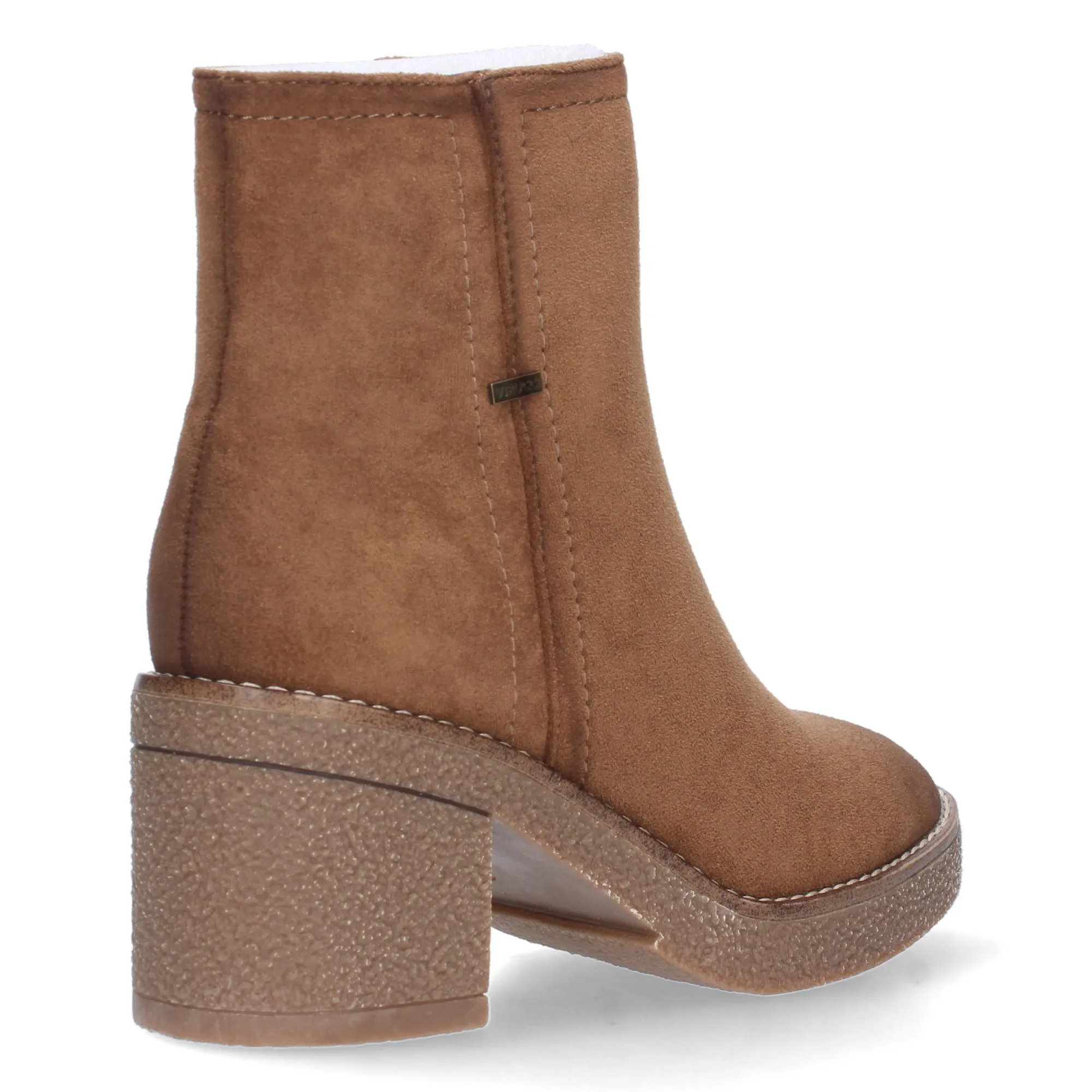 BOTINES COLOR MARRóN TACóN CóMODO COSTURA CAñA MUJER VR3501