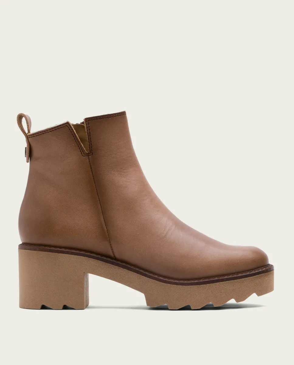 BOTINES DE PIEL CON CREMALLERA TAUPE MILA