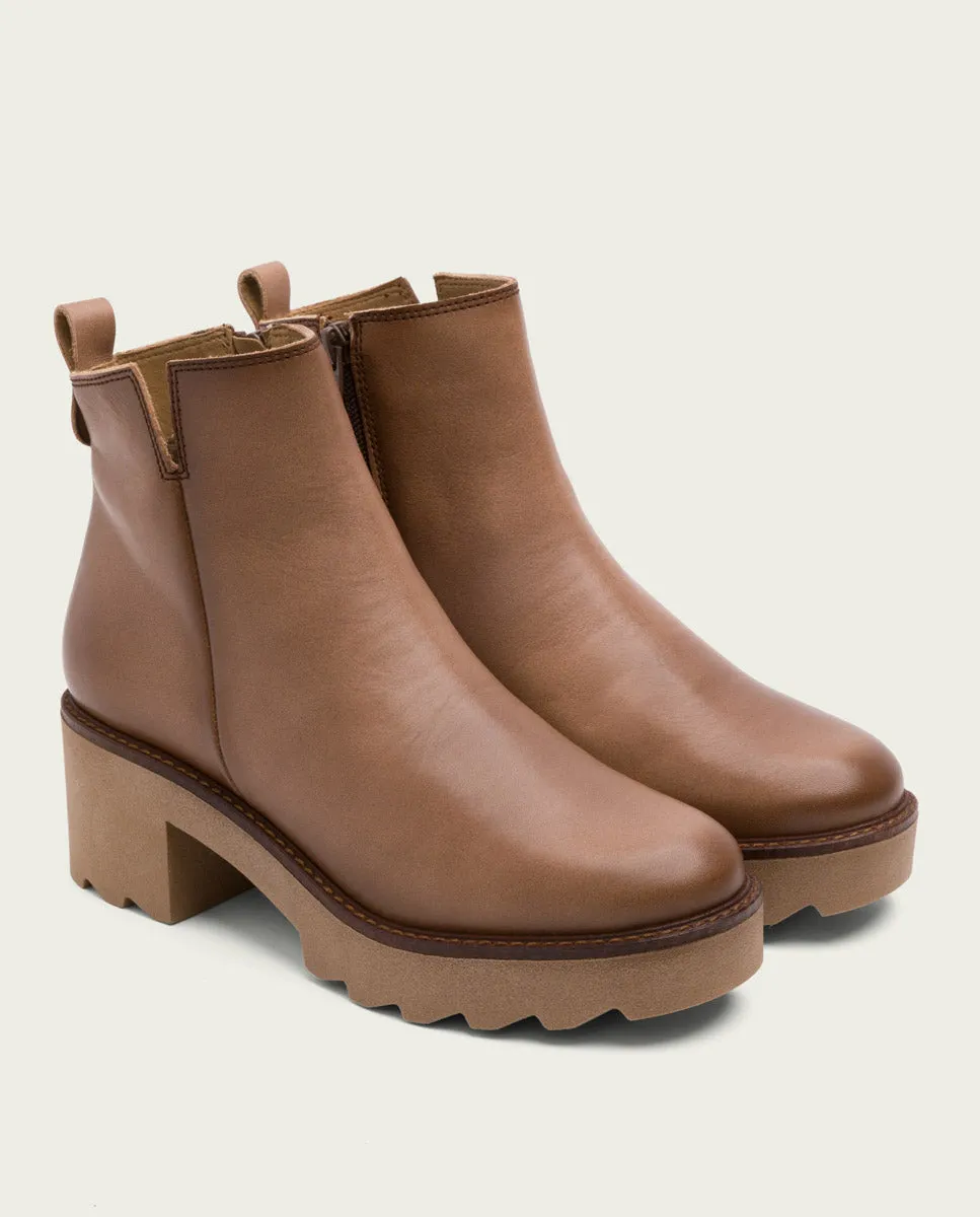 BOTINES DE PIEL CON CREMALLERA TAUPE MILA