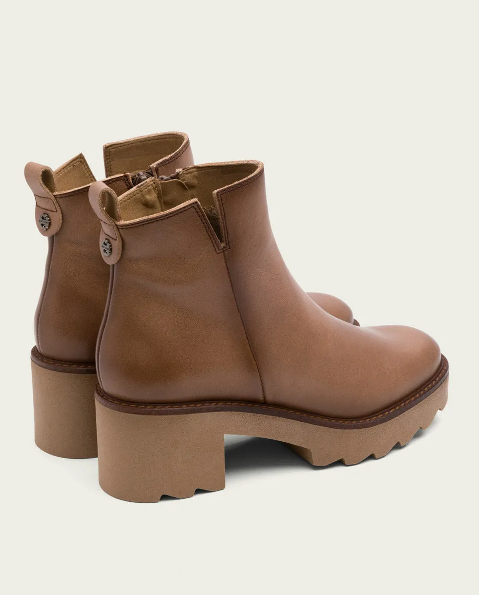 BOTINES DE PIEL CON CREMALLERA TAUPE MILA