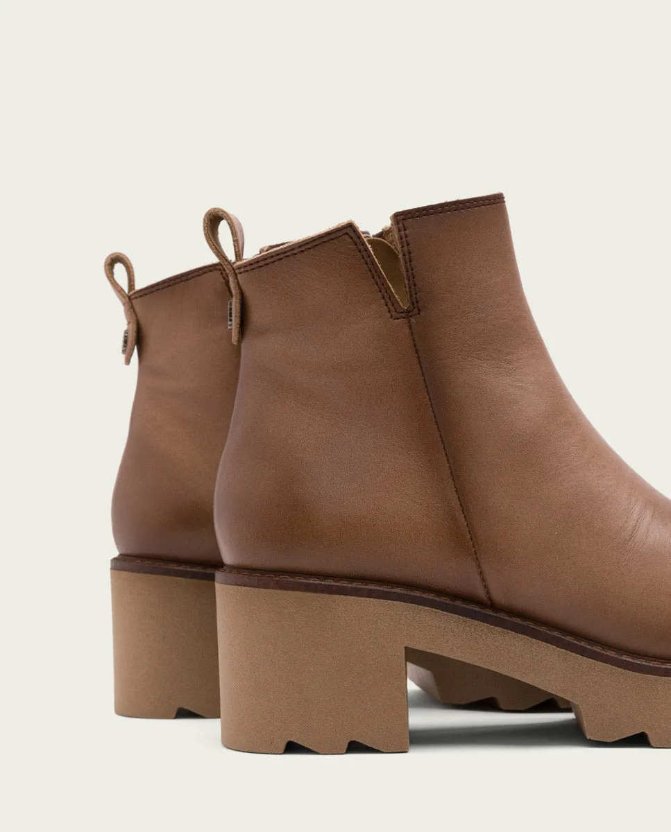 BOTINES DE PIEL CON CREMALLERA TAUPE MILA