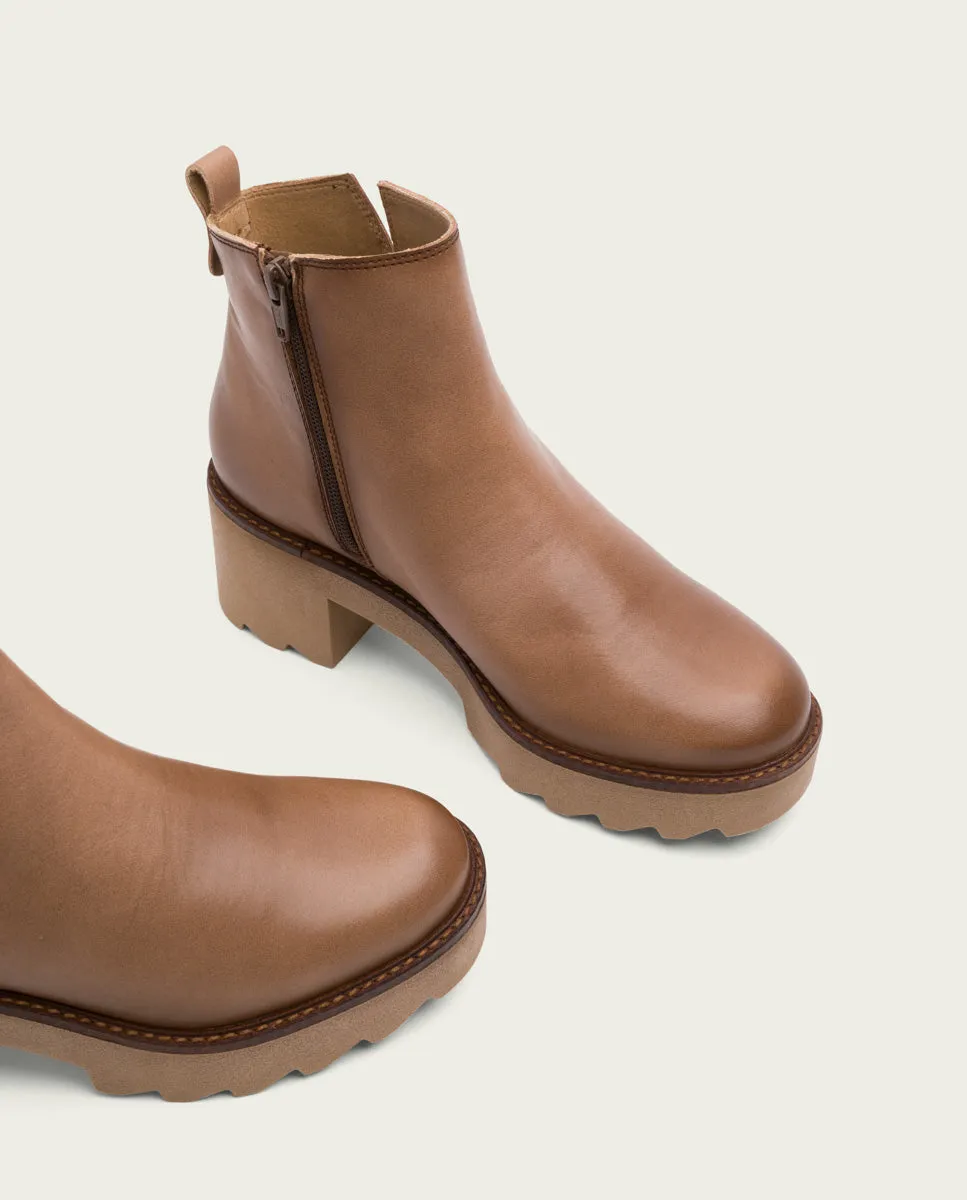 BOTINES DE PIEL CON CREMALLERA TAUPE MILA