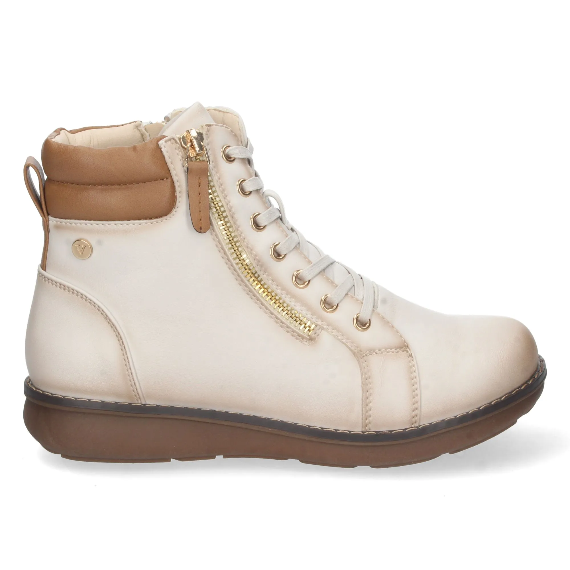 Botines planos de cremallera mujer color blanco