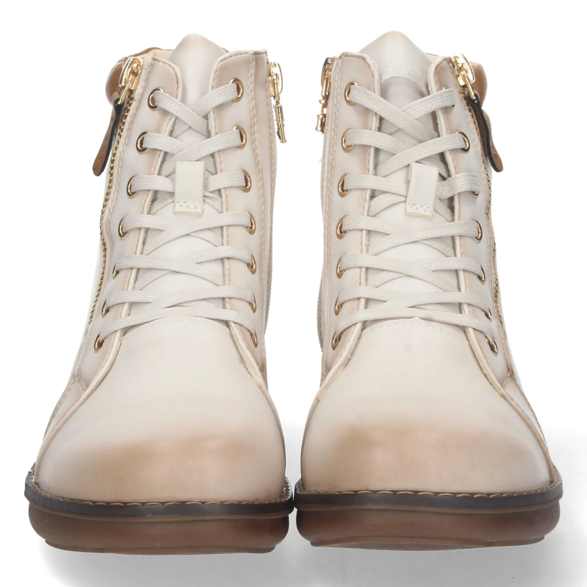 Botines planos de cremallera mujer color blanco