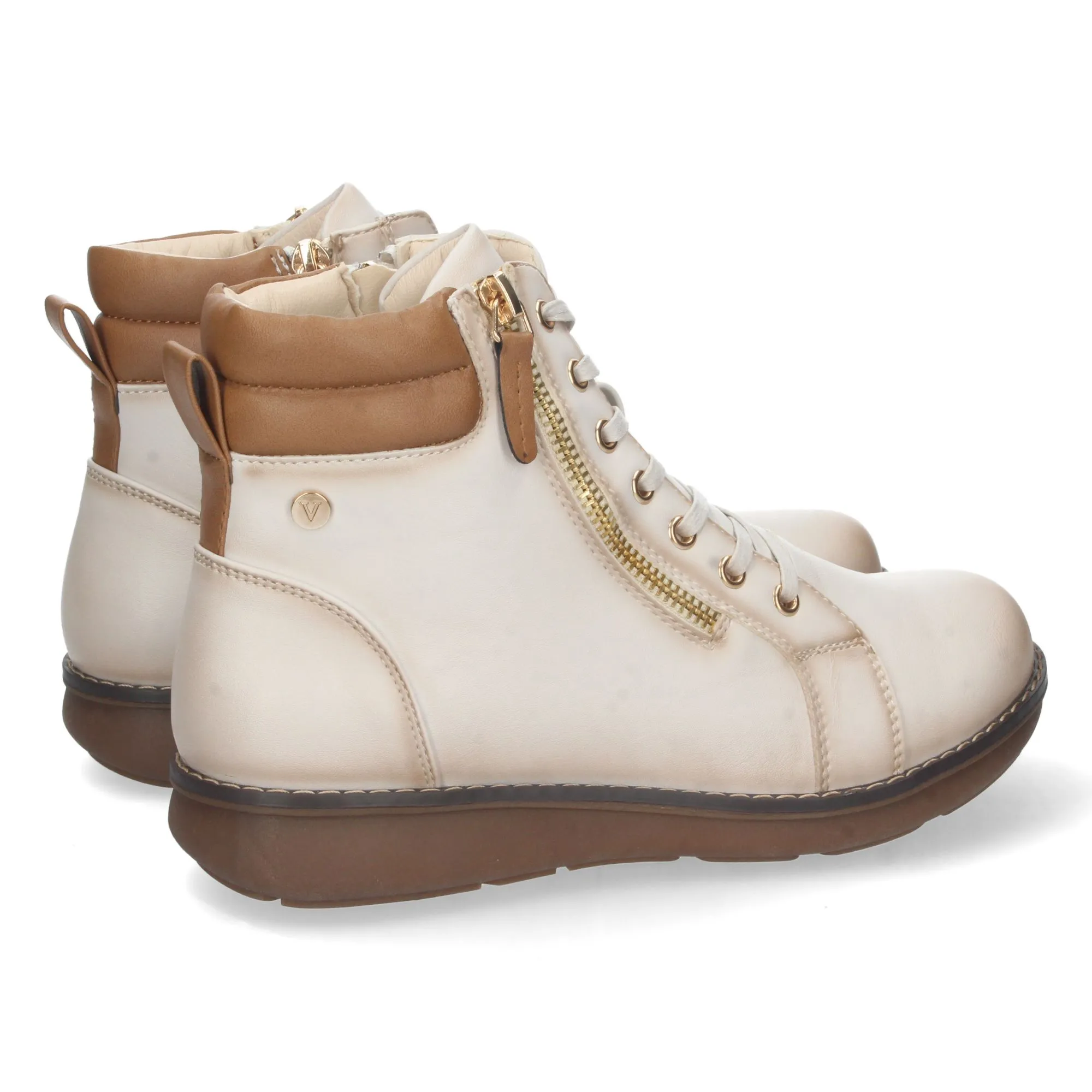 Botines planos de cremallera mujer color blanco
