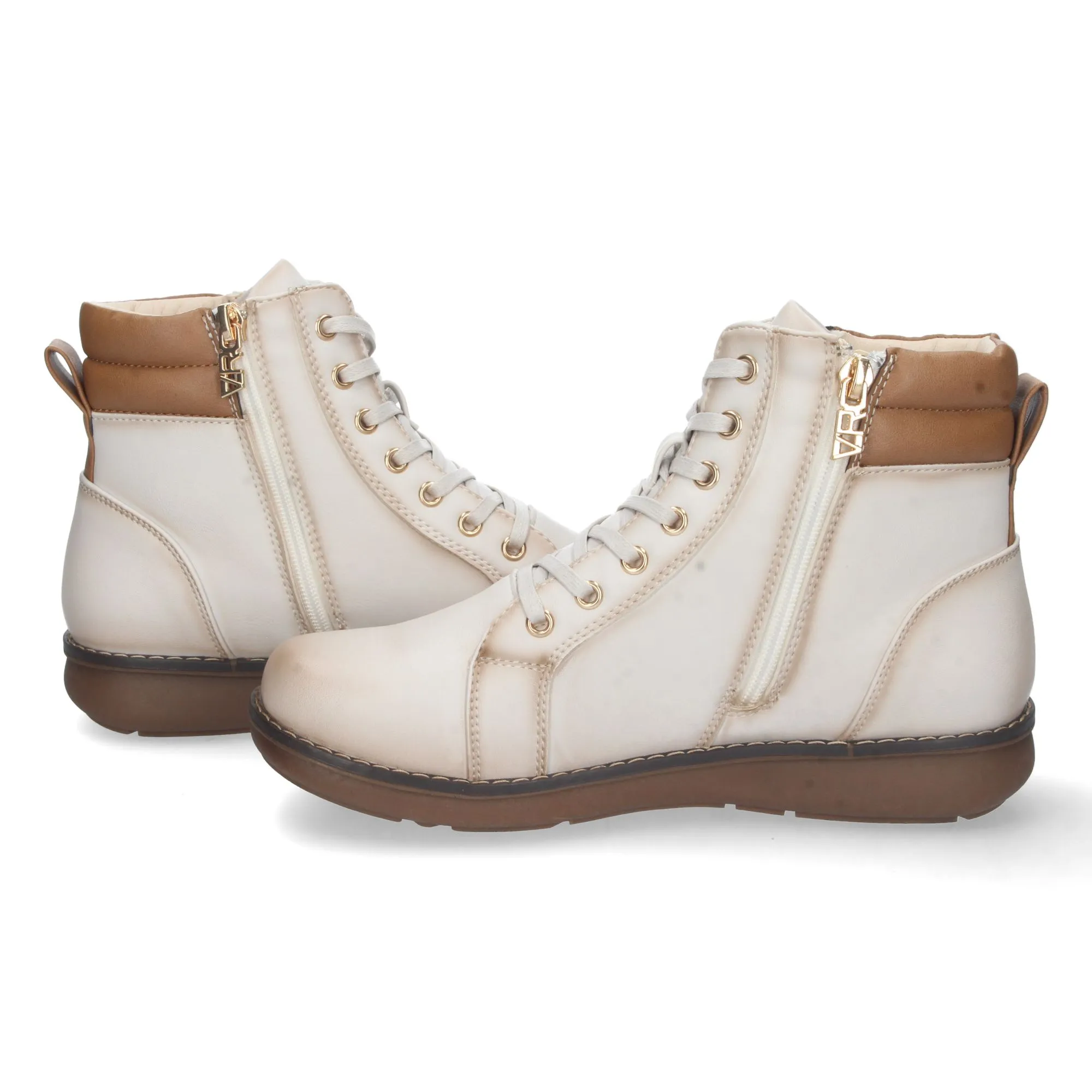Botines planos de cremallera mujer color blanco