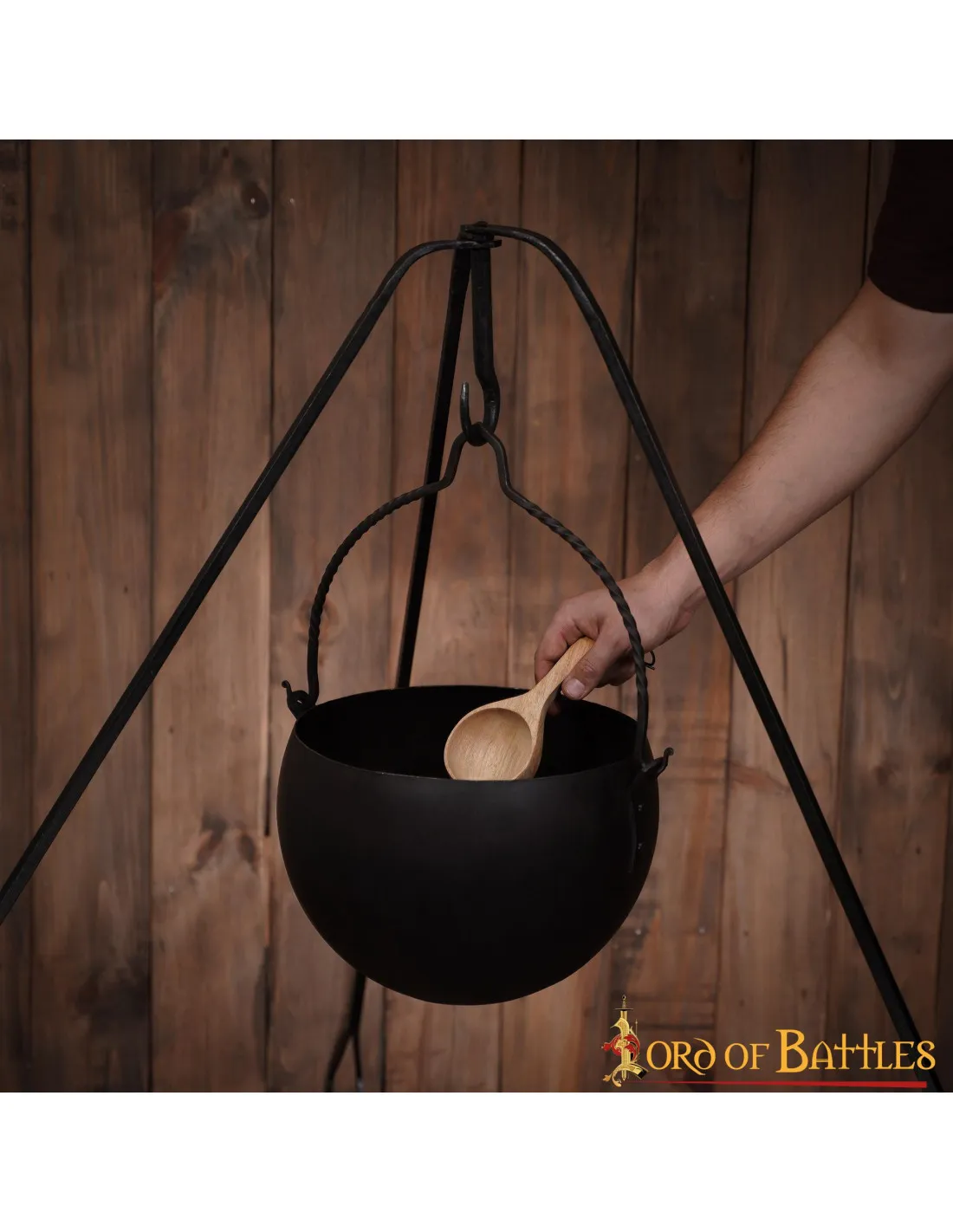 Caldero cocina medieval en hierro forjado