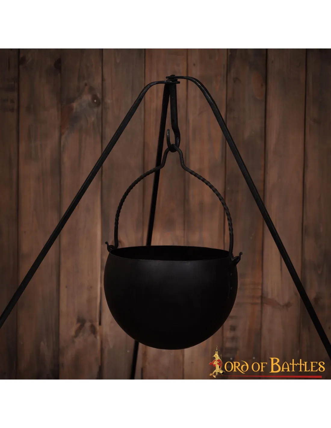 Caldero cocina medieval en hierro forjado