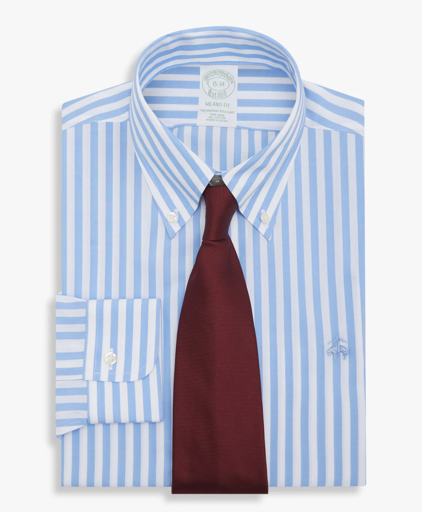 CAMISA AZUL PASTEL SLIM FIT NONIRON DE ALGODóN CON CUELLO BUTTON DOWN