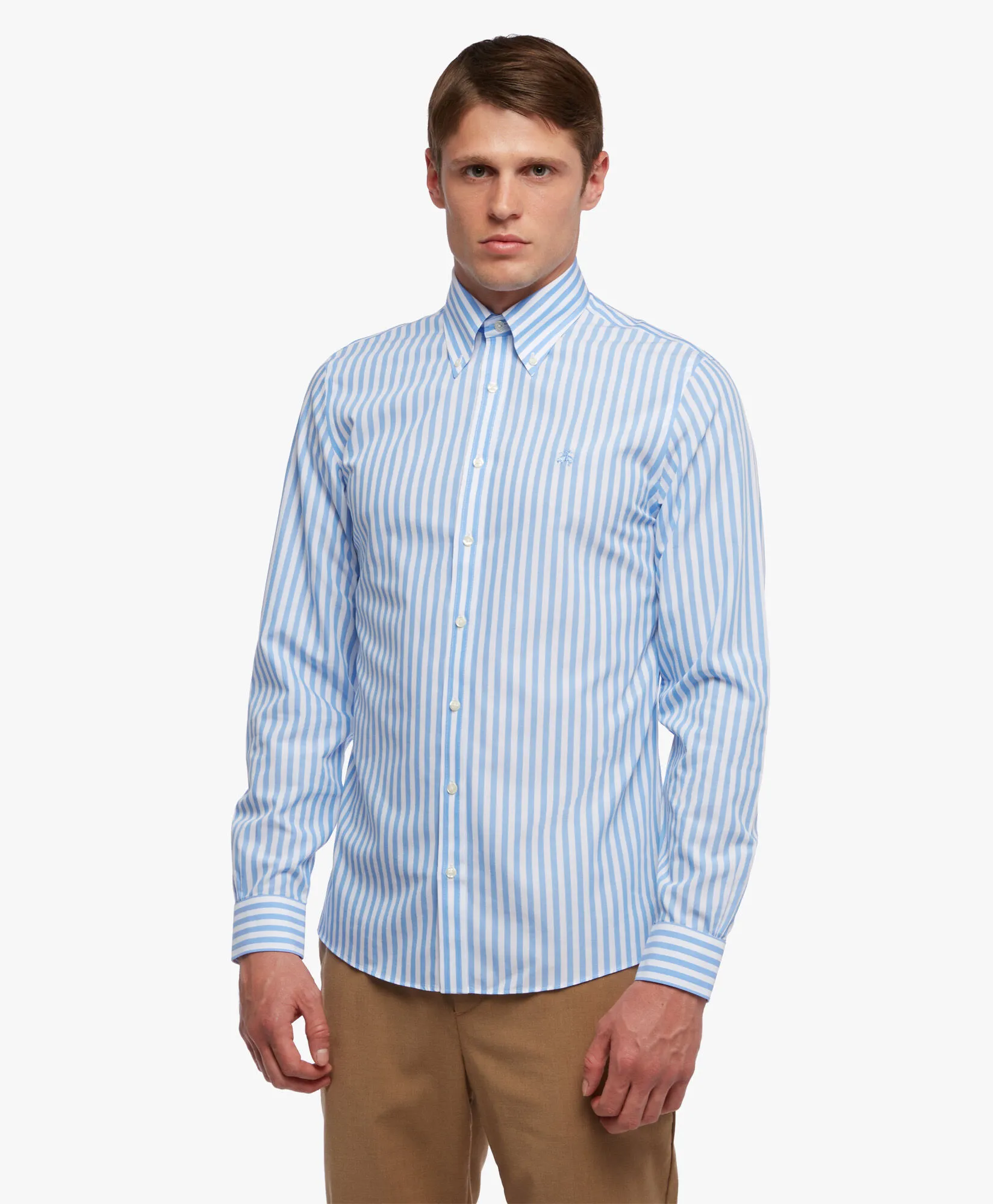 CAMISA AZUL PASTEL SLIM FIT NONIRON DE ALGODóN CON CUELLO BUTTON DOWN