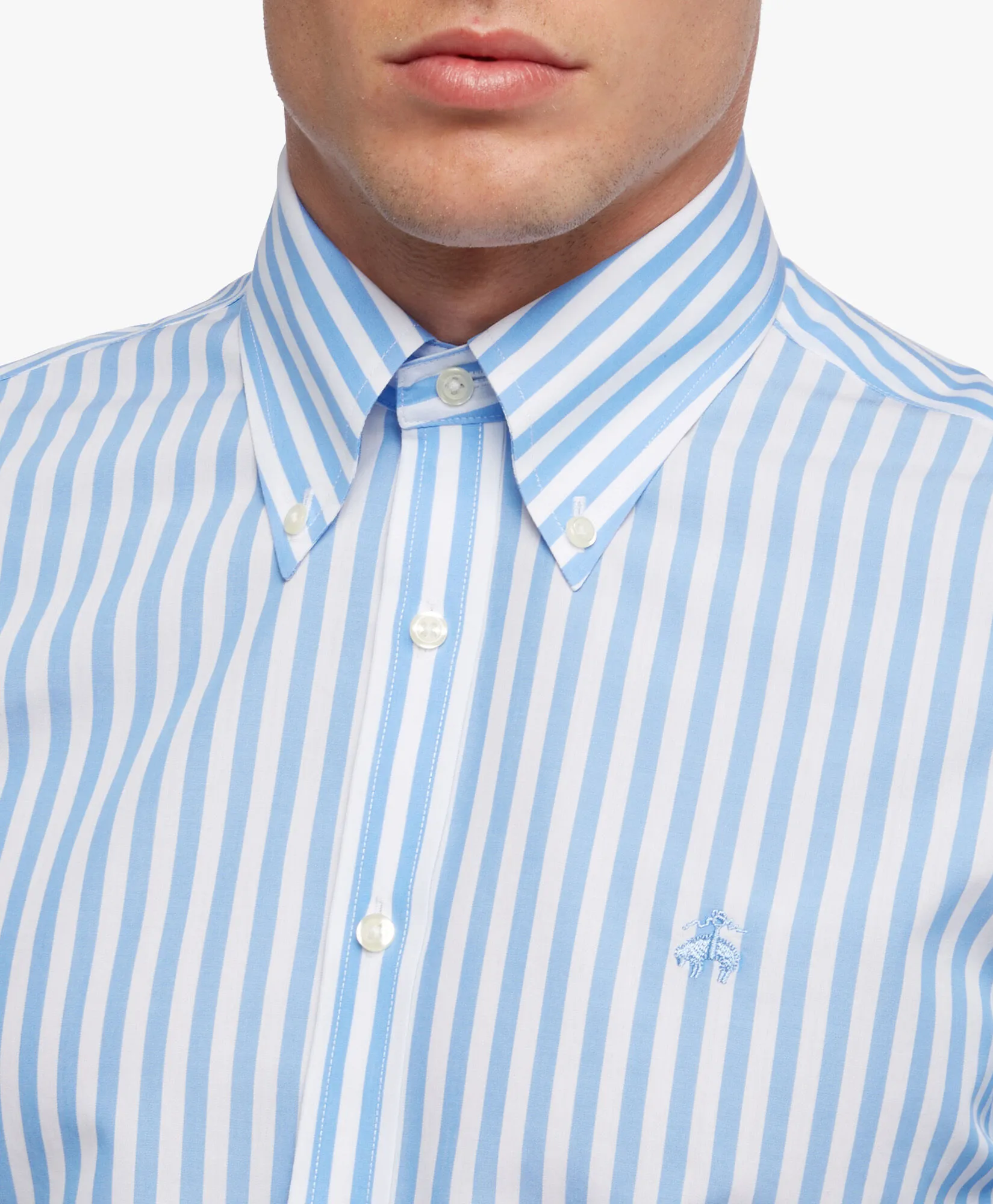 CAMISA AZUL PASTEL SLIM FIT NONIRON DE ALGODóN CON CUELLO BUTTON DOWN