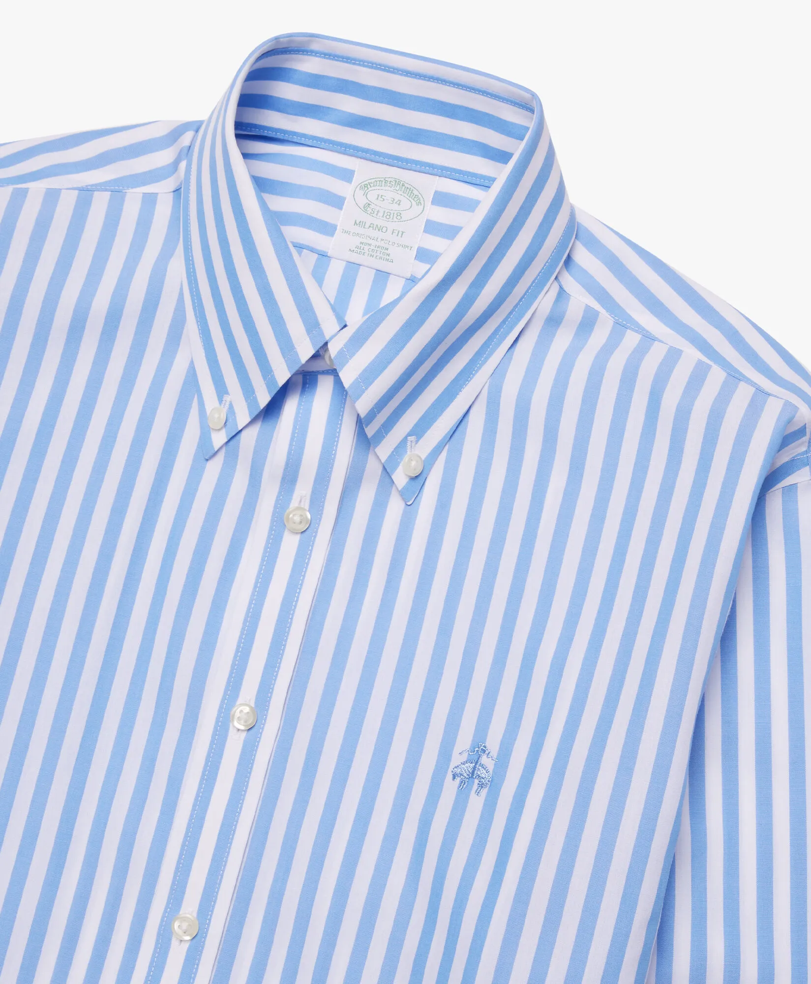 CAMISA AZUL PASTEL SLIM FIT NONIRON DE ALGODóN CON CUELLO BUTTON DOWN