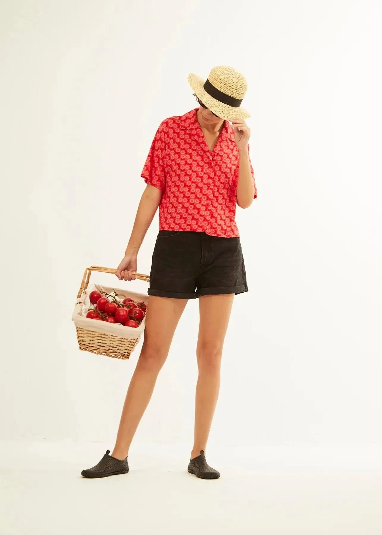 Camisa Xantik Manga Corta Ruby Bouquet