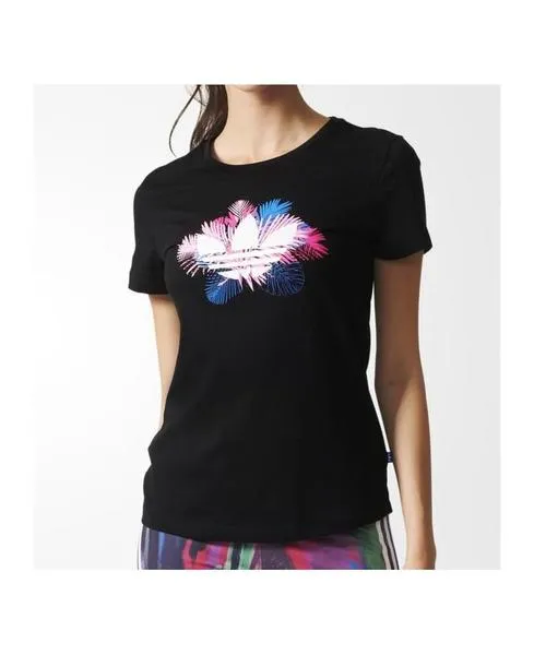 camiseta adidas floral trefoil negro