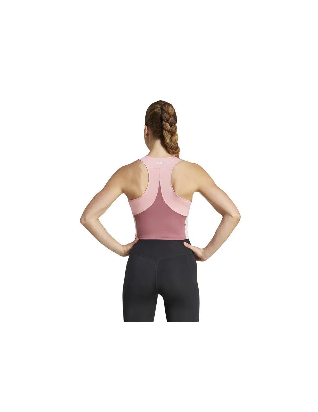 Camiseta adidas Techfit Colorblock Training Cropped Mujer Rosa