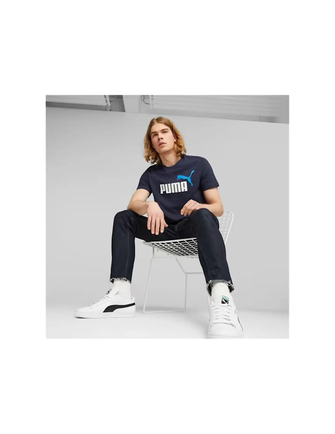Camiseta Casual Puma Ess+ 2 Col Logo Navy Hombre