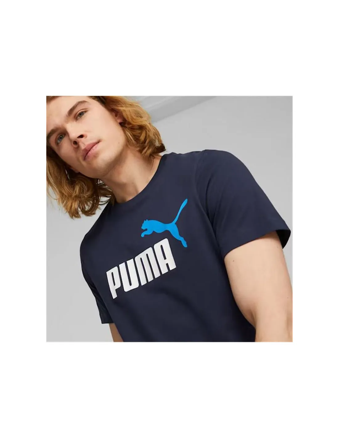Camiseta Casual Puma Ess+ 2 Col Logo Navy Hombre