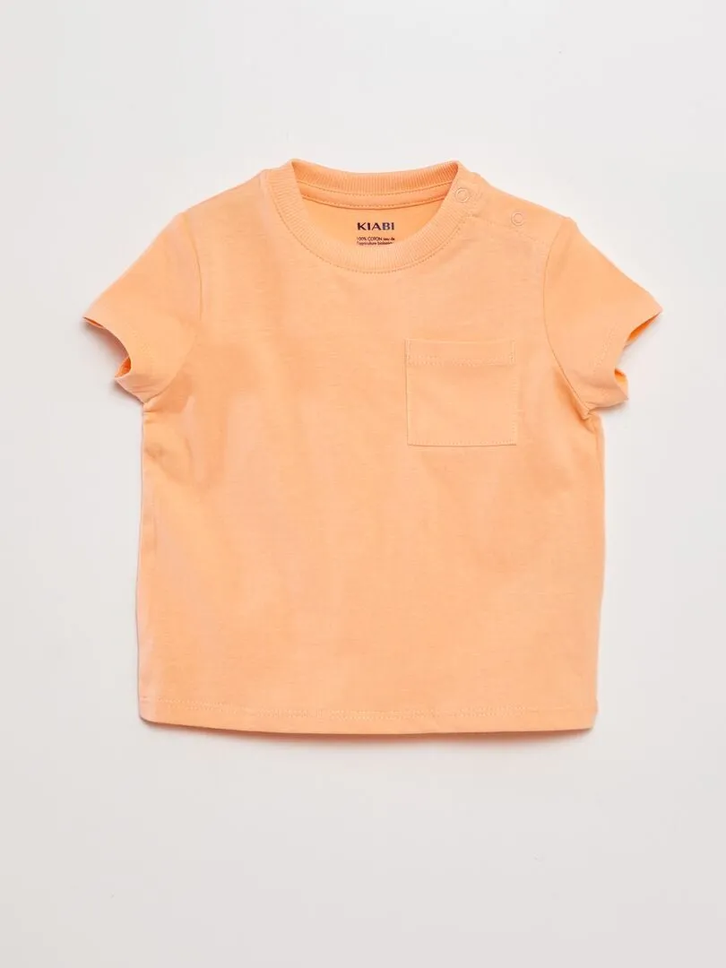 CAMISETA DE MANGA CORTA CON BOLSILLOS  NARANJA