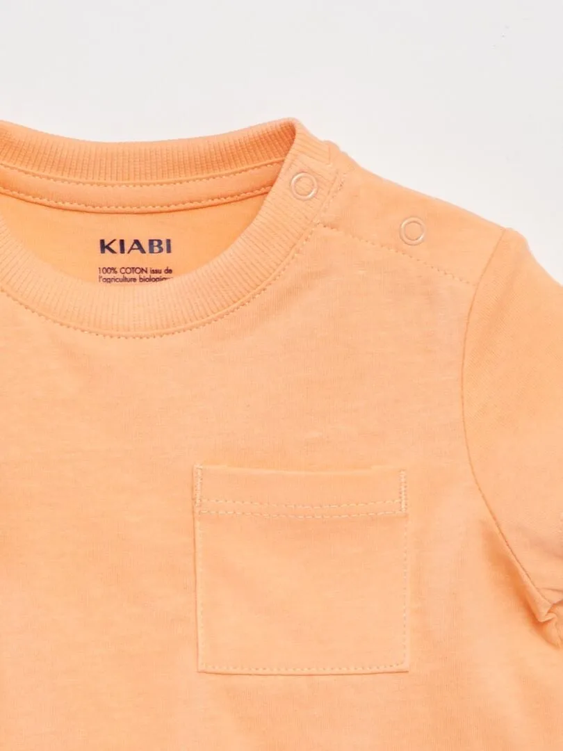 CAMISETA DE MANGA CORTA CON BOLSILLOS  NARANJA