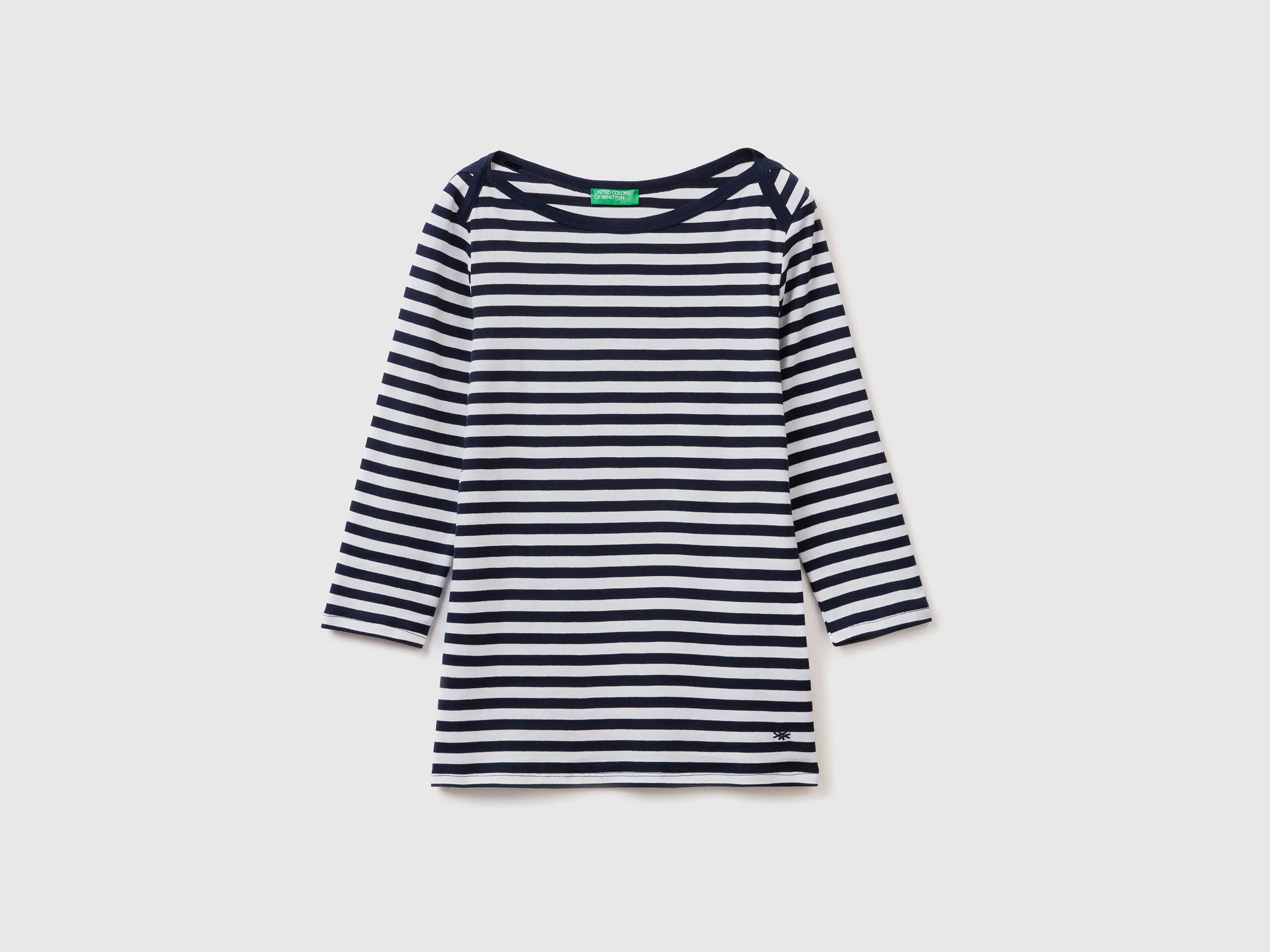 Camiseta de manga francesa de rayas de 100 % algodón