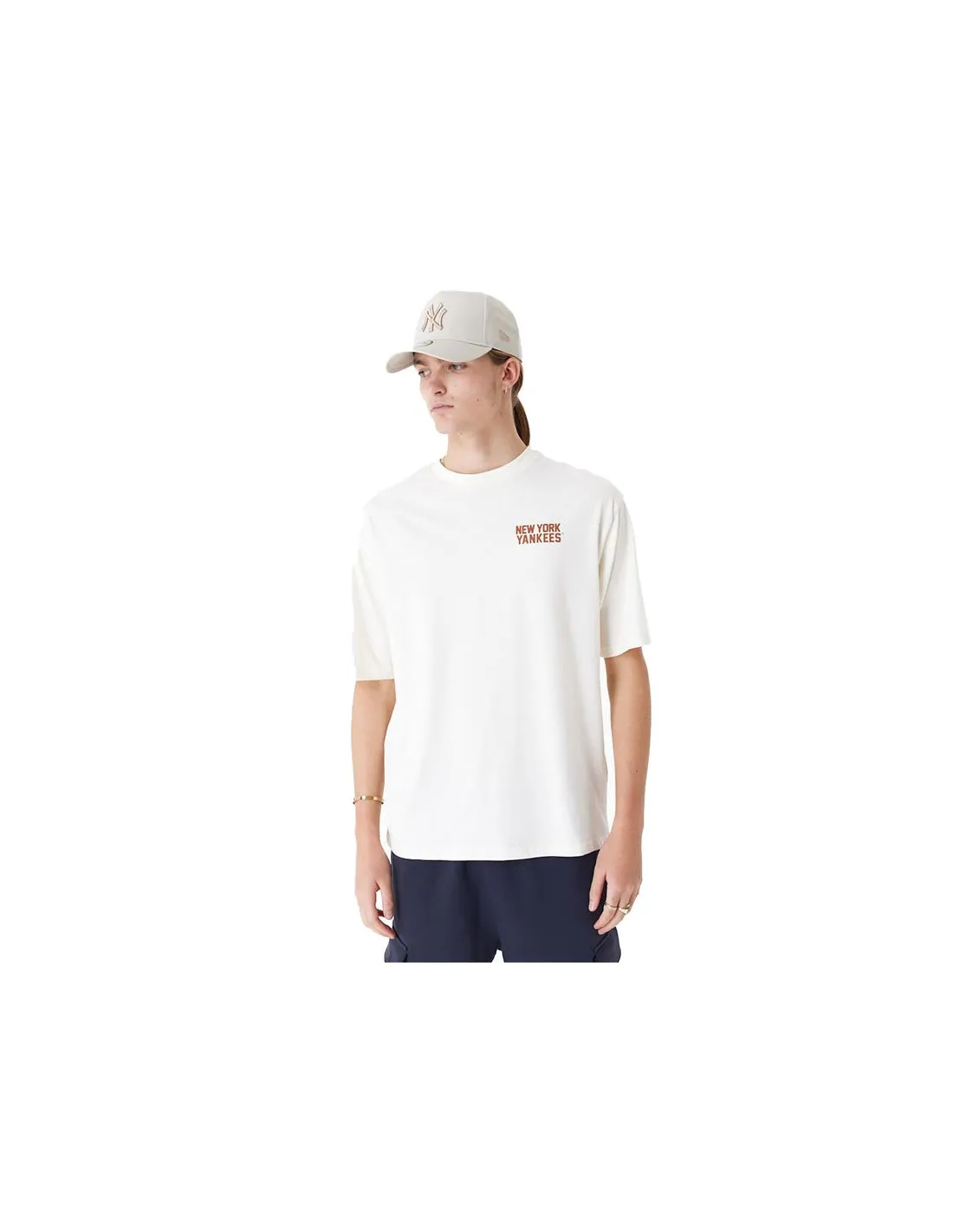 Camiseta New Era Mlb Wordmark Oversized New York Yankees Blanco Hombre