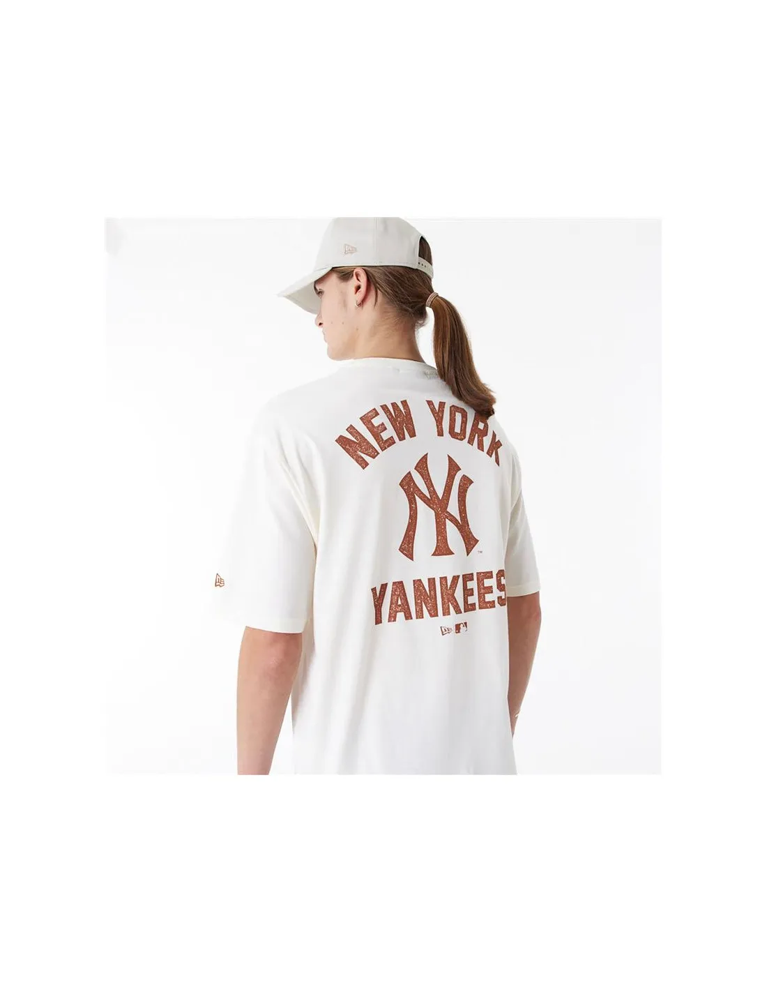 Camiseta New Era Mlb Wordmark Oversized New York Yankees Blanco Hombre