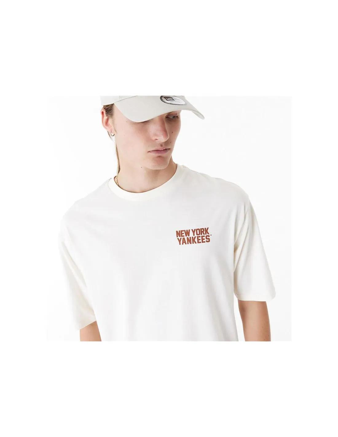 Camiseta New Era Mlb Wordmark Oversized New York Yankees Blanco Hombre