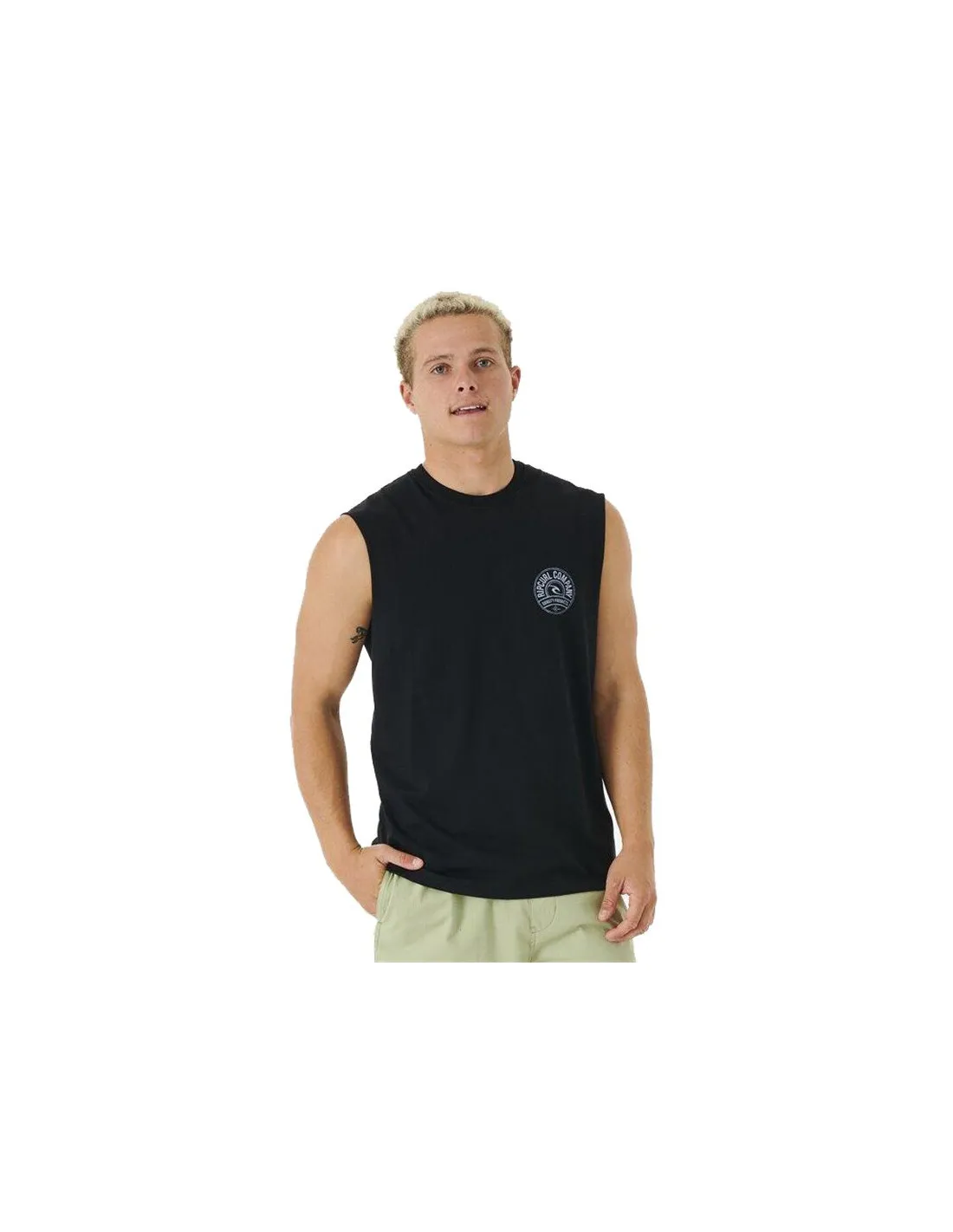 Camiseta Rip Curl Stapler Muscle Hombrem Negro