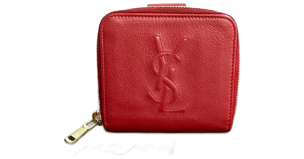 Cartera compacta de cuero con cremallera bifold de Yves Saint Laurent en muy buen estado 