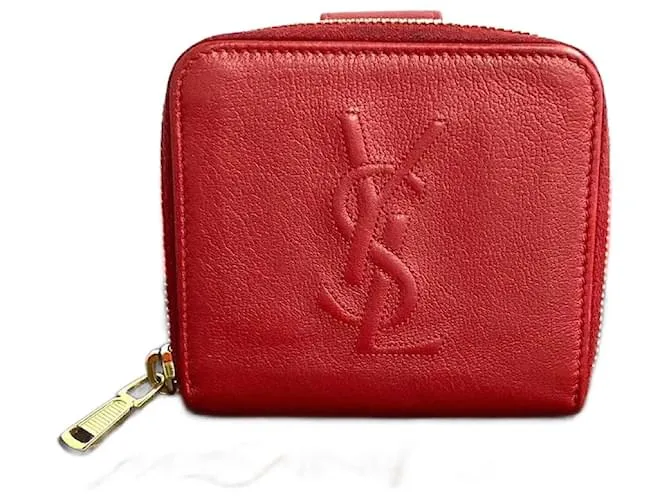 Cartera compacta de cuero con cremallera bifold de Yves Saint Laurent en muy buen estado 